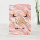 ほっぺが赤くなる ゴールドグリッター まつげ 誕生日 カード (正面)