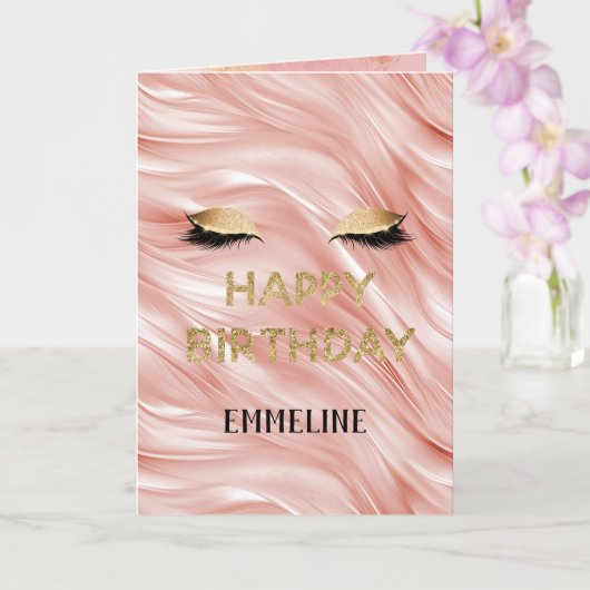 ほっぺが赤くなる ゴールドグリッター まつげ 誕生日 カード (蘭)