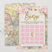 ほっぺたの色をしたヴィンテージ トラベル ビンゴ ベイビー シャワー ゲーム カード (正面/裏面)