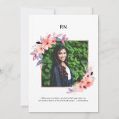 ほっぺたの赤い花のナースの写真と卒業パーティー 招待状 (裏面)