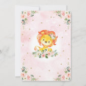 ほっぺたピンクの花のライオン 1歳の誕生日 ガーリー ワイルドワン 招待状 (裏面)