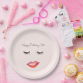 ほっぺと唇とまつげがピンク色の誕生日 ペーパープレート (パーティー)