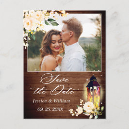 ほっぺのようなバラの木製 Save the Date フォトウェディング ポストカード