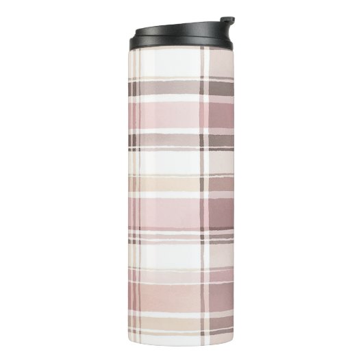 ほっぺのようなバラ色のクリームブラウンのストライプのクリスマス タンブラー (回転左)