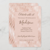 ほっぺのようなピンクのゼブラ柄 招待状 (正面/裏面)