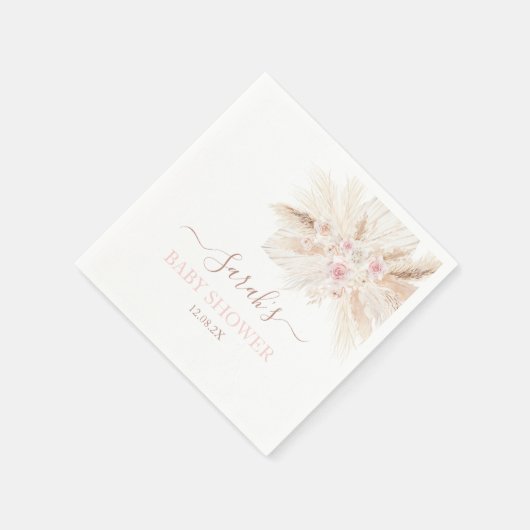 ほっぺのようなピンクのトロピカルベイビーシャワーナプキン スタンダードカクテルナプキン (角)