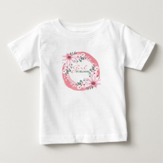 ほっぺのようなピンクの女の子のベビーシャワー ベビーTシャツ (正面)