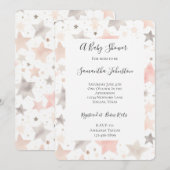 ほっぺのようなピンクの星のベイビーシャワー 招待状 (正面/裏面)