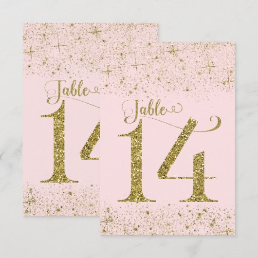 ほっぺのようなピンクゴールドグリッター テーブルナンバー 14 (正面/裏面)