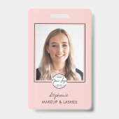 ほっぺのピンクのスクリプトロゴ写真メイク バッジ (正面)