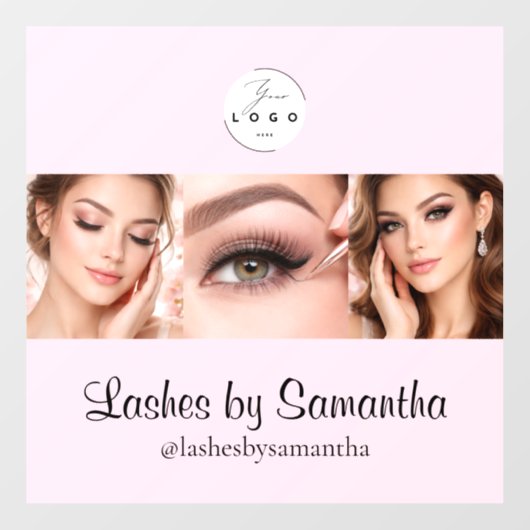 ほっぺのピンクの筆記体ロゴの写真 メイクスタジオの窓 ウィンドウサイン (シート)