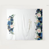 ほっぺの赤い青い花の誕生日写真ブース小道具 タペストリー (正面(横))