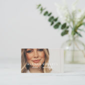 ほっぺピンクのスクリプトソーシャルQRコード写真ヘアメイク 名刺 (スタンド正面)