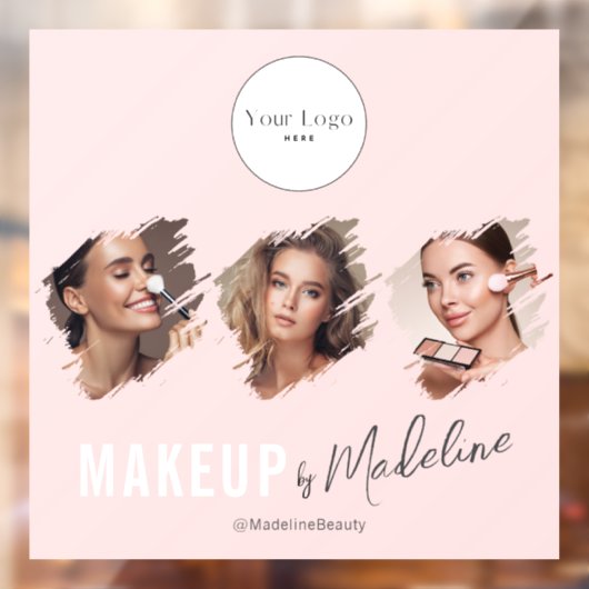 ほっぺピンクのスクリプトロゴ写真メイクスタジオ ウィンドウサイン (シート2)