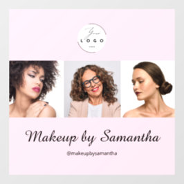 ほっぺピンクのスクリプトロゴ写真メイクスタジオ ウィンドウサイン