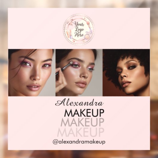 ほっぺピンクのスクリプトロゴ写真メイクスタジオ ウィンドウサイン (シート2)