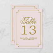 ほっぺ & ゴールド ファンシー スクリプト テーブル ナンバー カード (正面/裏面)