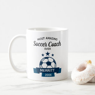 ほとんどのすばらしいサッカーのコーチは感謝していしています コーヒーマグカップ