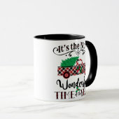 ほとんどのすばらしい時間のクリスマスの格子縞のトラックのマグ マグカップ (正面右)