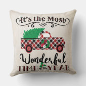 ほとんどのすばらしい時間のクリスマスの格子縞のトラックの枕 クッション (裏面)