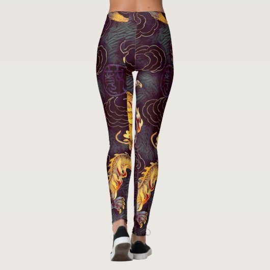 ほとんどの人気があるで中国のな金ゴールド皇帝のドラゴンの暗闇の芸術 レギンス (裏面)