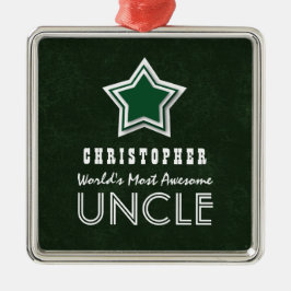 ほとんどの素晴らしい叔父さん緑の星および緑の白G01Z メタルオーナメント
