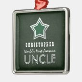 ほとんどの素晴らしい叔父さん緑の星および緑の白G01Z メタルオーナメント (左)