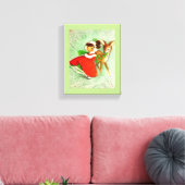 ほとんどの美しいヴィンテージのクリスマスのシカ及び女の子 キャンバスプリント (インサイチュ (リビング))