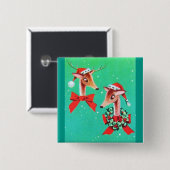 ほとんどの美しいヴィンテージのクリスマスのシカ 缶バッジ (正面&裏面)