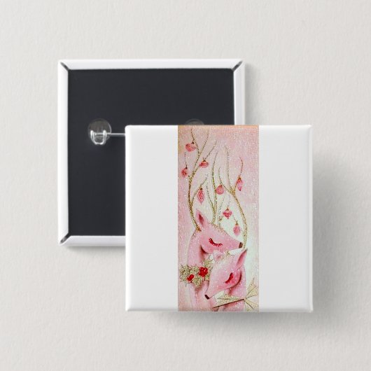 ほとんどの美しいヴィンテージのクリスマスのシカ 缶バッジ (正面&裏面)