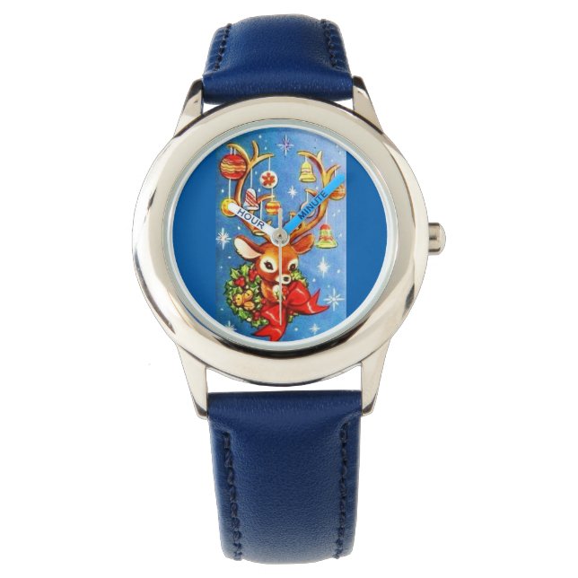 ほとんどの美しいヴィンテージのクリスマスのシカ 腕時計 (正面)