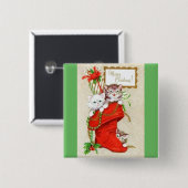 ほとんどの美しいヴィンテージのクリスマスの子ネコ 缶バッジ (正面&裏面)