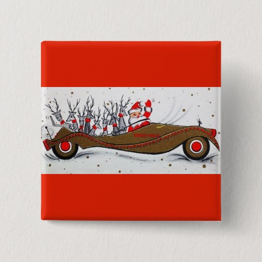 ほとんどの美しいヴィンテージのクリスマスサンタ 缶バッジ (正面)