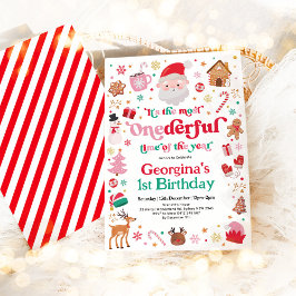 ほとんどのONEderfulタイムクリスマスサンタ1日の誕生日 招待状