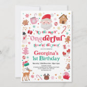 ほとんどのONEderfulタイムクリスマスサンタ1日の誕生日 招待状 (正面)