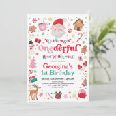 ほとんどのONEderfulタイムクリスマスサンタ1日の誕生日 招待状 (スタンド正面)