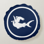 ほとんどネイビーブルーハメバザメ航海の ラウンドクッション (裏面)