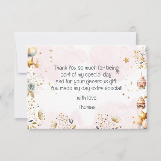 ほとんど信じられない、ロイヤルテディベアの子供の誕生日 サンキューカード (正面)