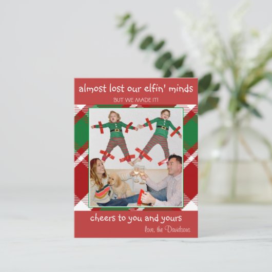 「ほとんど失われたエルフィンの心」面白いクリスマスカード シーズンカード (スタンド正面)