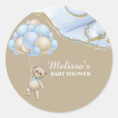 ほとんど待ちきれない青い風船のカップケーキトッパー ラウンドシール (正面)