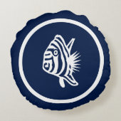 ほとんど海軍の青い熱帯魚航海の ラウンドクッション (裏面)