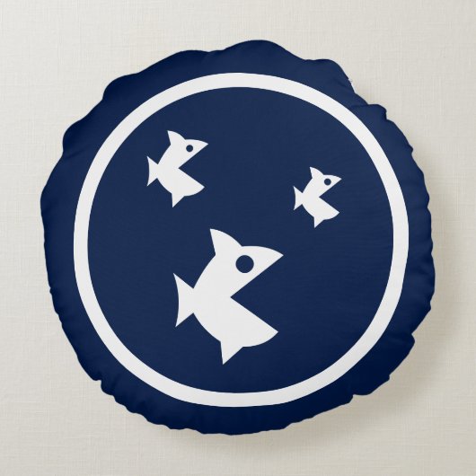 ほとんど海軍の青い魚航海の ラウンドクッション (裏面)