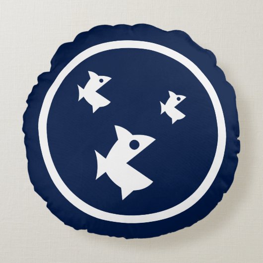 ほとんど海軍の青い魚航海の ラウンドクッション (正面)
