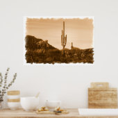 ほとんど消えた（セピアの砂漠）プリント ポスター (キッチン)