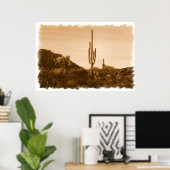 ほとんど消えた（セピアの砂漠）プリント ポスター (ホームオフィス)