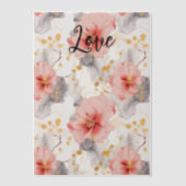 ほのかなコーラルグレー花柄ラブ ベラム紙招待状 (正面)