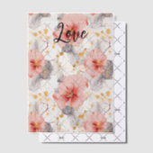 ほのかなコーラルグレー花柄ラブ ベラム紙招待状 (オフセット (招待状))