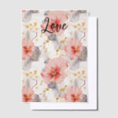 ほのかなコーラルグレー花柄ラブ ベラム紙招待状 (オフセット)
