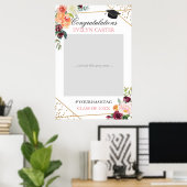 ほのかなゴールドの花模様の卒業パーティーの写真小道具 ポスター (ホームオフィス)