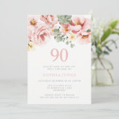 ほのかなダスティローズ フローラル 90時間 誕生日パーティー 招待状 (スタンド正面)